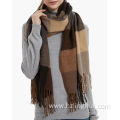 Outdoor fashion plaid shawl Knitted scarf with tassel